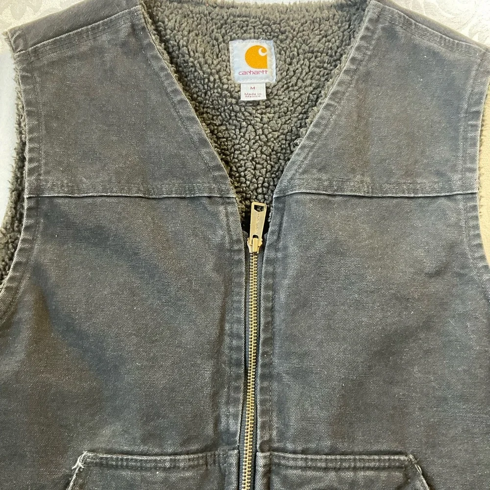 Carhartt Sherpa Fleece Lined Duck Canvas Vest V26 Men's Size Med New Without Tag - Picture 6 of 8